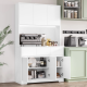 faween 86010 6 Kapaklı 3 Çekmeceli LED Işıklı Mutfak Dolabı Çok amaçlı Dolap Kahve Kösesi Beyaz