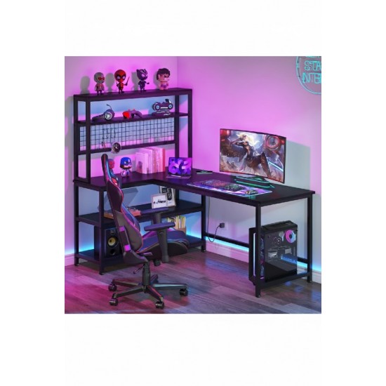 faween 89013 160x60cm Oyuncu Masası Çalışma Masası Bilgisayar Masası Ders Laptop Siyah