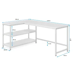 89040 140cm L Masa Oyun Masası Çalışma Masası Kitaplıklı Masa Ofis Masası Yazı Masası Beyaz