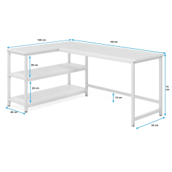 89052 160cm L Masa Oyun Masası Çalışma Masası Kitaplıklı Masa Ofis Masası Yazı Masası Siyah