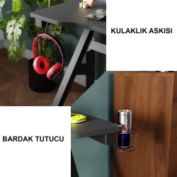 faween 87012 Mdf 120x60 Siyah Karbon Profesyonel Oyuncu Masası Çalışma Masası Bilgisayar Masası Ders