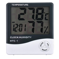 Faween 40211 Htc-1 Dijital Termometre Sıcaklık Ve Nem Ölçer Masa Saati Alarm HTC1