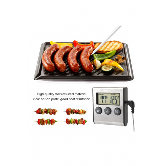 Faween 40220 Sıcaklık Zaman Alarmlı Dijital Gıda Mutfak Termometresi